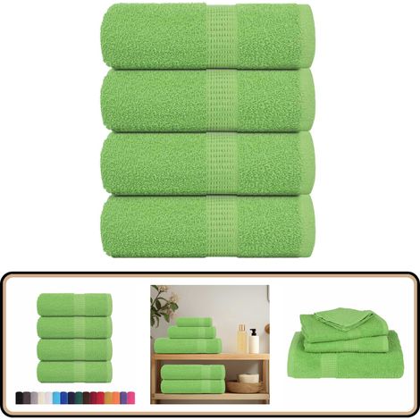 vidaXL Serviettes de visage 4 pcs vert pomme 30x30 cm 100% coton (1/5)