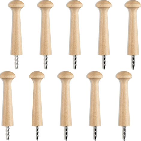 10 pièces chevilles shaker en bois 2.9 pouces - Rangements suspendus pour vêtements, chapeaux, serviettes - DIY peinture couleur bois (1/4)