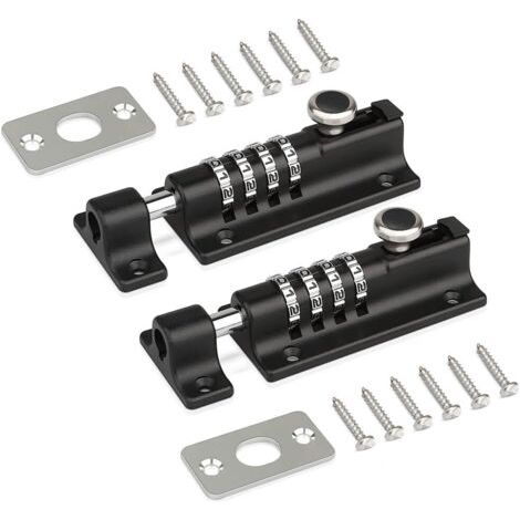 Lot de 2 serrures de porte à combinaison, serrures à code, serrures à combinaison pour chenils, granges, hangars, entrepôts, noir (1/5)