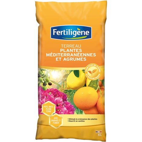 Terreau agrumes et plantes méditerranéennes 6l – Spécial pour sols acides – Améliore la croissance des agrumes – Fertilisation optimale – Fertiligene