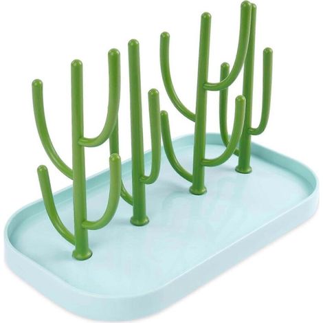 Égouttoir pour biberons, support de séchage pour bébé avec bac d'égouttage amovible, porte-biberons réutilisable, accessoires pour bébé (vert) (1/5)