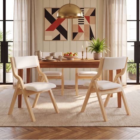 Set di 2 sedie da pranzo pieghevoli in legno e lino beige HAVRYA (1/5)