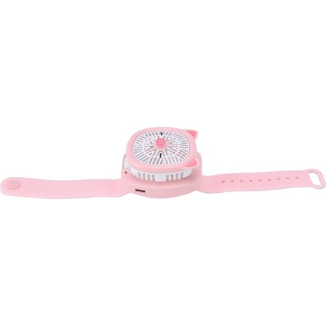 Tragbarer Cartoon-Uhrenventilator, 3. Generation, mit eingebautem Akku, pinkes Schweinchen-LED-Armbandventilator, Mini-USB-Ventilator mit 3 Geschwindigkeitsstufen für den Schreibtisch (1/5)