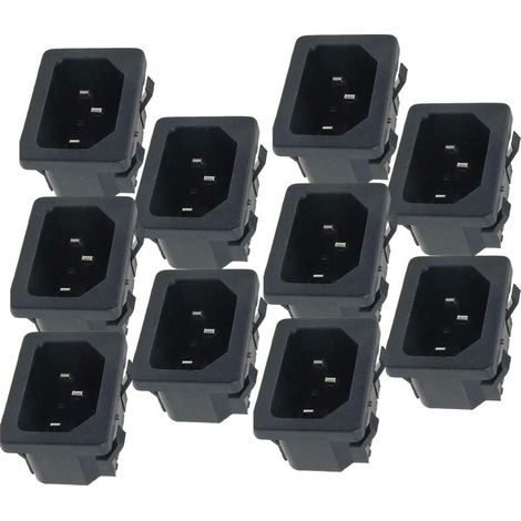 Elektrisch Schwarz IEC C14 Stromversorgung Verbindung Adaptateur 10 Pièces