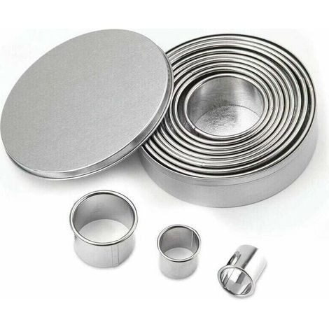 12PCS Emporte Piece Rond Cercle Patisserie Emporte pièces Cuisine pour Biscuits Pâtes à Sucre Gâteaux Emporte Piece Biscuit Cookie Cutter, Emporte Piece Patisserie en Acier Inoxydable