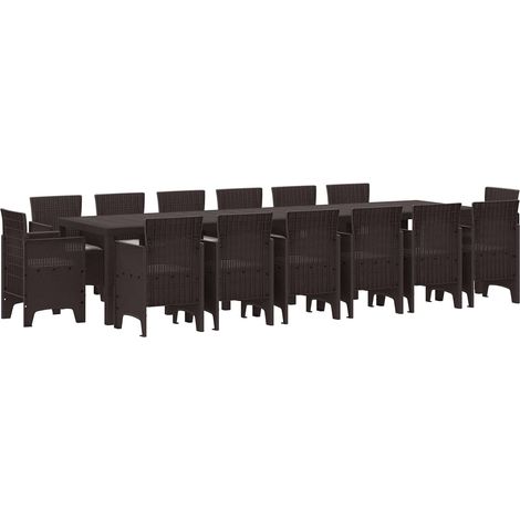 Garten Essgruppe 15 pcs Braun Polt Rattan
