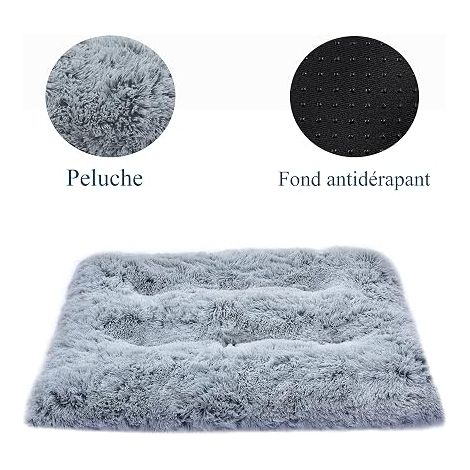 Grand Panier pour Chien, Coussin Lavable, Tissu Peluche, Base antidérapante, Tapis Matelas.Gris (105X70CM (1/4)