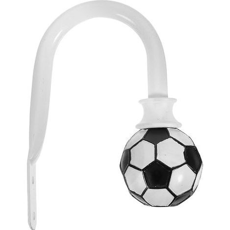 Attache-rideau murale en forme de U avec crochet en forme de ballon de football-15x6.2cm-White (1/3)