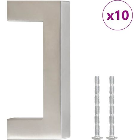 Poignées d'armoire 10 pcs Poignée de meuble argenté 64 mm acier inoxydable CFW18822 (1/5)
