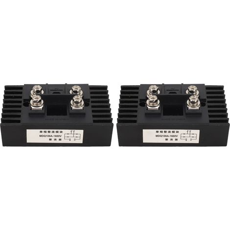 GARRYFIZH 2Pcs Pont Redresseur Monophasé 100A 1600V - 4 Bornes Module Conversion Courant - Étanche Noir