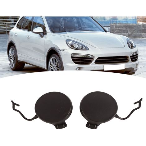 Ein Paar Abschlepphaken und Ösenabdeckungen für die vordere Stoßstange, 95850515500 und 95850515600, passend für Porsche Cayenne 2011-2014. (1/5)