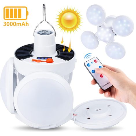 LED Camping Lanterne 3000 mAh Lampe Solaire USB Rechargeable 5 Modes Eclairage 360° Pliant Camping Lumière (1/5)