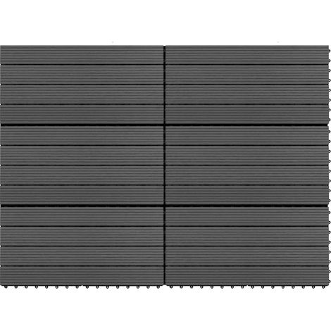 Carreaux de terrasse 6 pcs WPC 60x30 cm 1,08 m² Noir vidaXL (1/5)