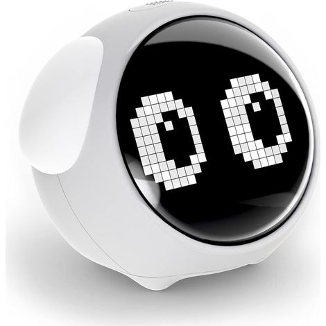 Reloj Despertador Infantil - Con Luz Nocturna Ajustable y Función Snooze - Diseño Emoji - Blanco - Unidad (1/5)