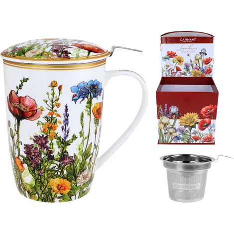 Carmani, Tasse mit Siebeinsatz und Deckel, 600 ml – Laura Lozano/Flower Meadow (1/5)