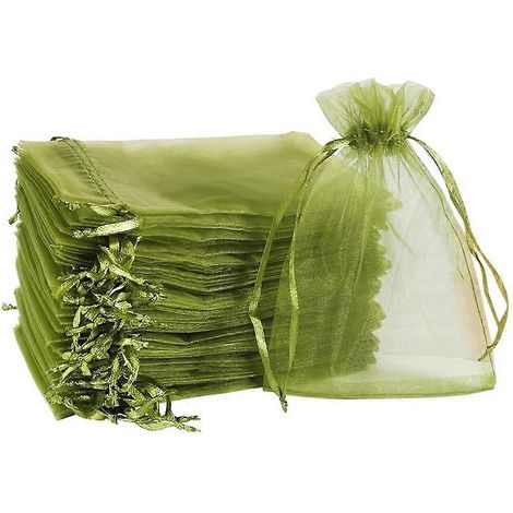100 sacs de protection pour fruits (10 x 15 cm) en filet vert avec cordon de serrage pour la protection des fruits et légumes du jardin (1/5)