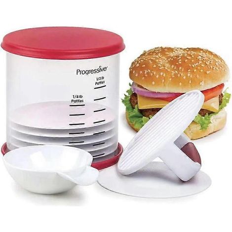 Presse à hamburgers idéale, permet de presser et de conserver jusqu'à 6 hamburgers. Base antidérapante, revêtement antiadhésif, insert à alvéoles pour une cuisson plus rapide et uniforme, compatible l