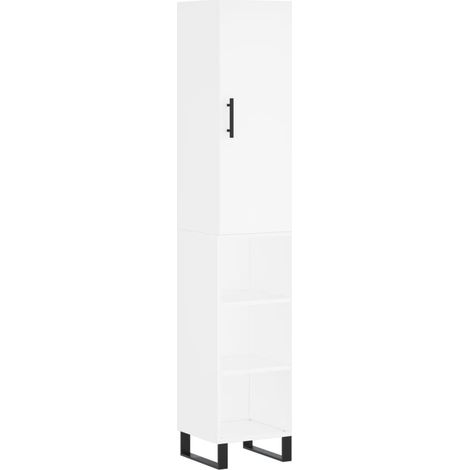 Aparador buffet cómoda armario mueble organizador cocina salón salón alto 34,5 x 34 x 180 cm madera contrachapada blanco 020032383