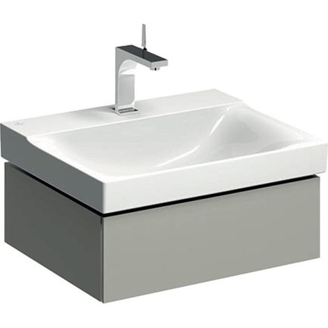 Meuble bas pour lavabo Geberit Xeno²,avec un tiroir: Largeur 58cm, Hauteur 22cm, Profondeur 46.2cm, Greige / Laqué mat