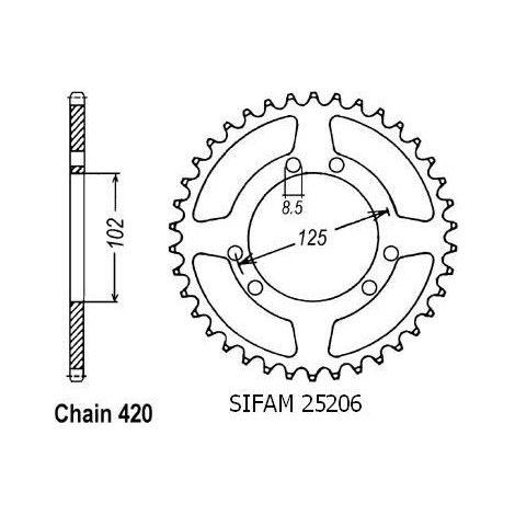 Couronne Bultaco Lobito 50 - 420 - 50 Dents - Similaire JTR1132
