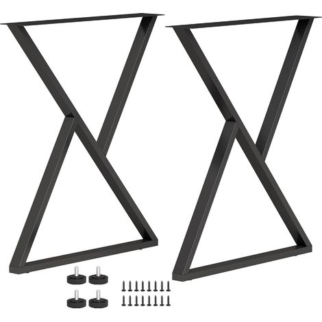 Tischbeine aus Stahl – 2er-Set – Industrieller Stil, Schwarz – Stabile X-Form – Für Schreibtisch- und Couchtische – 60 x 72 cm (1/5)