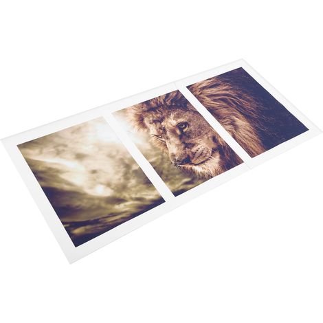 Tableau décoratif sans cadre, triptyque de lions, art mural, 3 toiles imprimables avec motifs animaliers, décoration murale pour chambre, salon ou bureau, design d'intérieur, tableau sans cadre. (1/5)