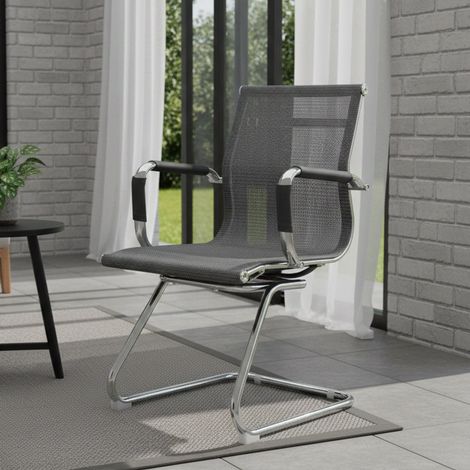 Dmora - Silla de oficina Dgoldon, Sillas de oficina para sala de espera con reposabrazos, Silla ergonómica para sala de espera, 62x54h89 cm, Gris (1/3)
