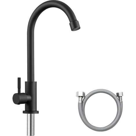 Sofetiy Max Grifo de cocina en forma de U, color negro, para agua fría, giratorio 360° y con burbujeador extraíble (1/5)