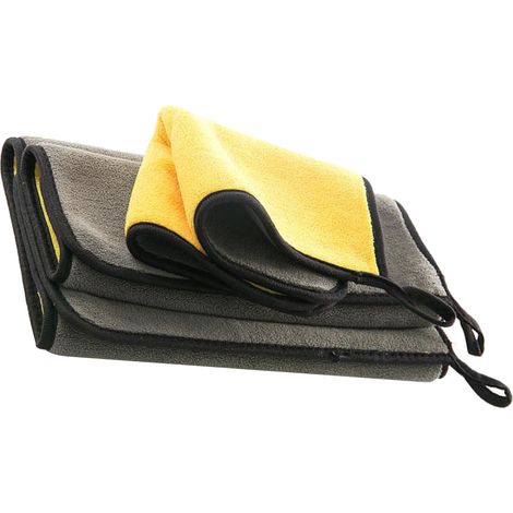 Serviette de bain pour chien, absorbante, à séchage rapide, douce et moelleuse, lavable en machine, pour chiens et chats, gris et jaune, taille L (1/5)