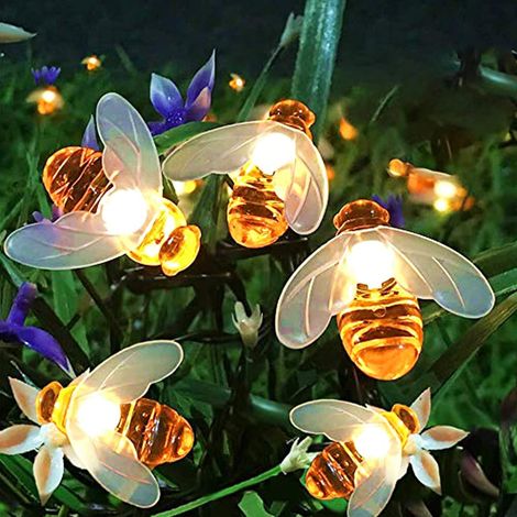 Jardin de guirlandes solaires,6,5 m 30 LEDs abeilles solaires guirlandes lumineuses 8 modes LED guirlandes solaires étanches guirlandes solaires à l'extérieur pour maison de jardin clture de patio  (b (1/5)