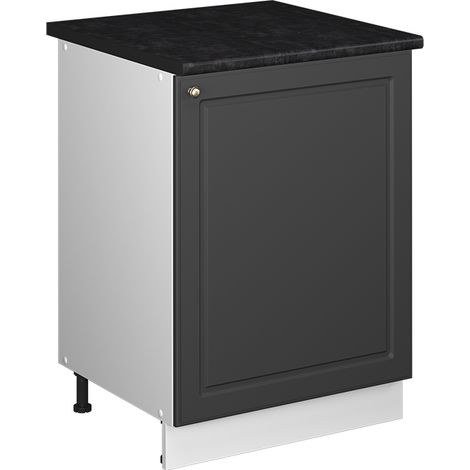 Mobiletto base cucina Fame-Line, Oro-antracite rustico/Bianco, 60 cm 1 anta con piano di lavoro, Vicco (1/5)