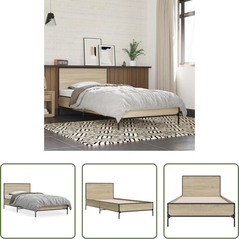 Lit chêne -  Cadre de lit sans matelas chêne sonoma 90x200 cm (1/5)