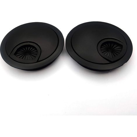 Cable Hole Cover - Round Desk Grommet - Zinc Alloy Cable Pass Through for Worktops - Black - 2 Pieces (1/5)