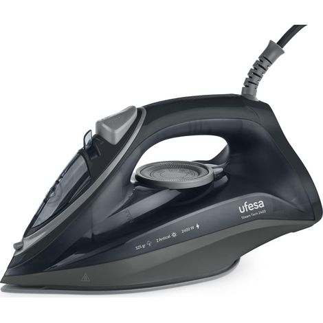 Steam Tech 2400 Fer à Repasser Vapeur, 2400W, Débit Vapeur 0-30gr/min, Fonction Pressing 120gr, Semelle Céramique, Double Système Anti-Calcaire, Anti-Gouttes Noir, Exclusivité Amazon (1/5)