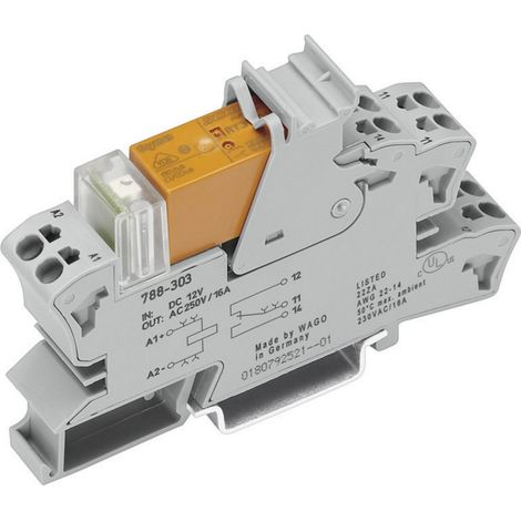 WAGO 788-303 Relaisbaustein Nennspannung: 12 V/DC Schaltstrom (max.): 16 A 1 Wechsler 1 St.
