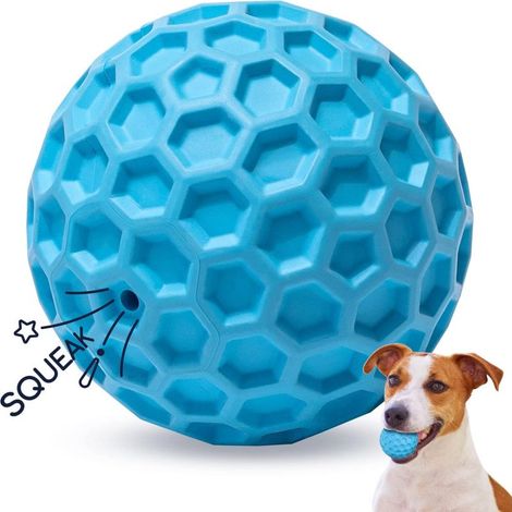 Unzerstörbarer Hundespielzeugball mit Quietschfunktion, aus Naturkautschuk, interaktiv für mittelgroße bis große Hunde, kaubar, Ø 5,5 cm (1/5)