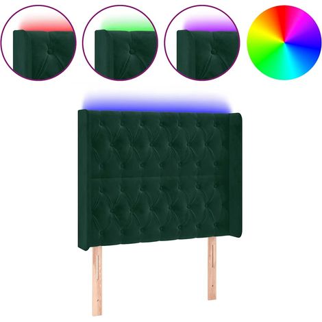 Testiera Testata del letto a LED Verde Scuro 93x16x118/128 cm in Velluto (1/4)