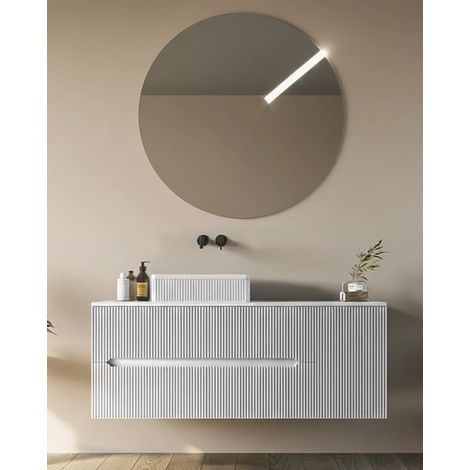 Exagonshop Mobile bagno 120x46 Urbino cannettato bianco opaco con