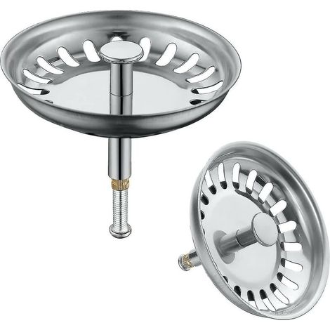 Colador de fregadero de cocina de acero inoxidable de 79 mm, paquete de 2, filtro de fregadero de cocina, filtro de tapón de colador de fregadero con altura ajustable (1/5)