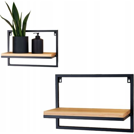 Supporto per fiori sospeso in metallo e legno, colore nero, Revel M 43x20x30cm (1/5)