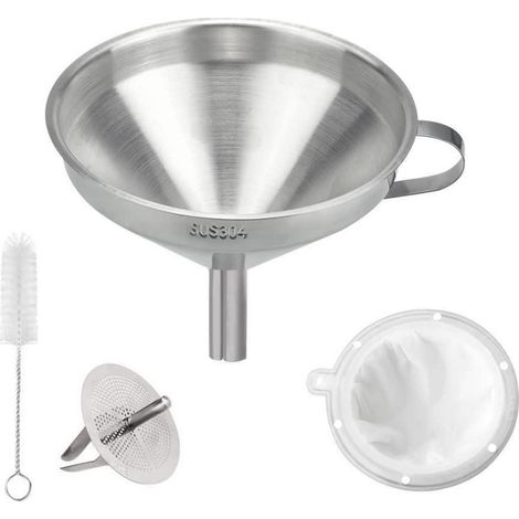 Edelstahl Trichter Set mit Henkel und 300 Mesh Filter für Küche und Haushalt (1/5)