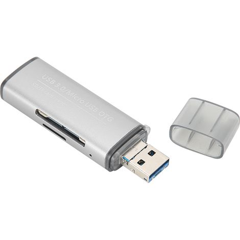 Tragbarer USB 3.0-Kartenleser mit Haken für titangraue Speicherkarten an Android-Telefone (OTG) (1/5)