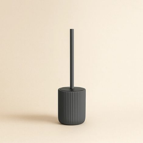Exagonshop Portascopino wc a pavimento in ceramica grigio color