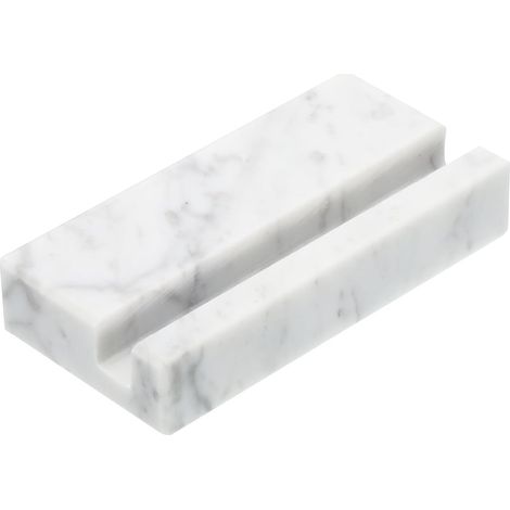 Porte-cartes de visite en marbre blanc pour bureau, support élégant. (1/5)