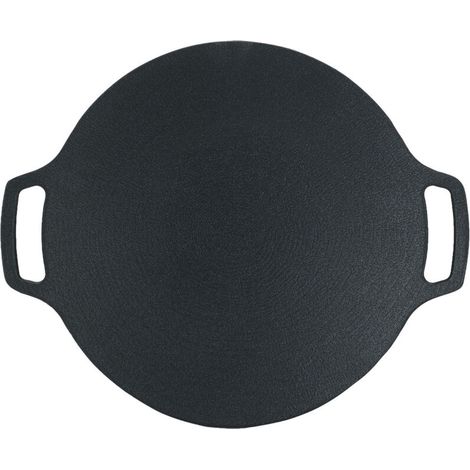 Poêle ronde multifonction 29 cm pour barbecue coréen, revêtement 6 couches antiadhésif, poignées doubles, compatible cuisinière à gaz. (1/5)