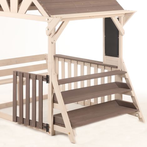 Cocina de exterior infantil de madera, casa con techo antilluvia, gris, 147,5 cm (1/5)