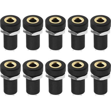 Prise Jack 3,5 mm Femelle Mono pour Montage Panneau - Lot de 10 Connecteurs à Souder avec Écrous, Compatibles CD, Ordinateurs et Appareils Audio-ULISEM (1/5)