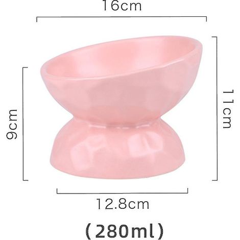 Gamelle surélevée en céramique pour chat, gamelle inclinée anti-stress pour chat, 280 ml, grande, rose (1/5)