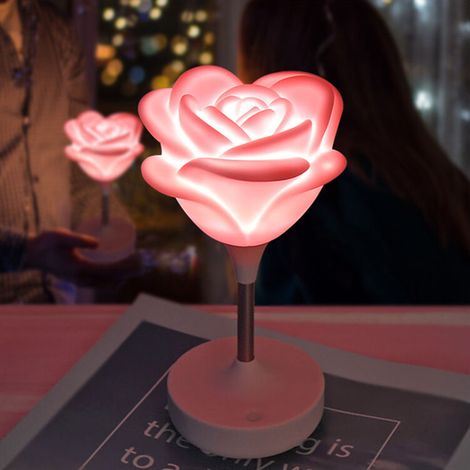 Rose Flower LED Night Light for Kids Adults, Bedroom, Bathroom, Kitchen, Hallway, Pink Staircase (1/4)
