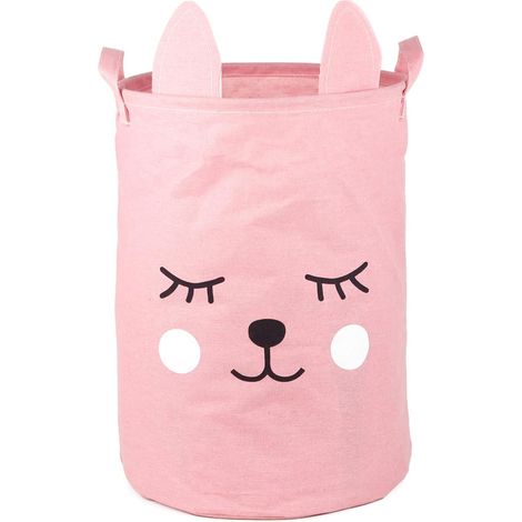 Children's Foldable Laundry Basket - Toy Storage Box - Clothes Organizer - Round Cotton Basket with Handles 40x33x33 cm (1/5)